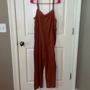 Tank top one piece pant suit- amber/burnt orange color size medium
